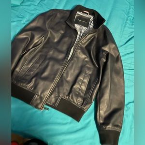 Faux leather trucker jacket